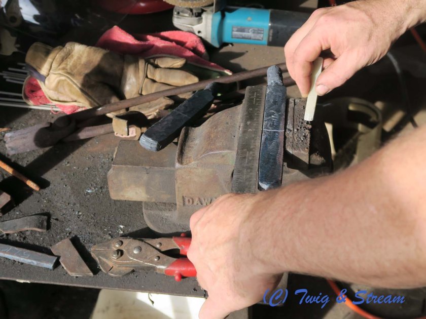 Measuring steel to be cut so it can be doubled